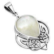 Large Mother of Pearl Celtic Silver Pendant, p478