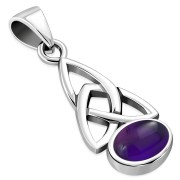 Amethyst Genuine Stone Celtic Trinity Knot Silver Pendant, p479