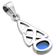 Synthetic Azure Opal Celtic Trinity Knot Silver Pendant, p479