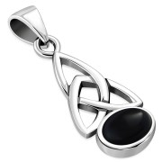Black Onyx Celtic Trinity Knot Silver Pendant, p479