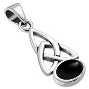 Black Onyx Celtic Trinity Knot Silver Pendant, p479