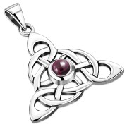Celtic Silver Pendant set w/ Garnet Stone P480GRT