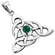 Celtic Silver Pendant set w/ Green Agate, p480