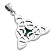 Celtic Silver Pendant set w/ Green Agate, p480