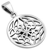 Round Garnet Celtic Knot Silver Pendant, p482