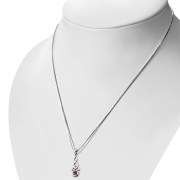 Long Garnet Celtic Trinity Knot Silver Pendant, p484