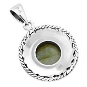 Round Labradorite Celtic Knot Silver Pendant, p485