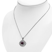 Garnet Trinity Knots Silver Pendant, p487