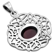 Garnet Trinity Knots Silver Pendant, p487