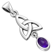 Amethyst Celtic Trinity Knot Silver Pendant, p488