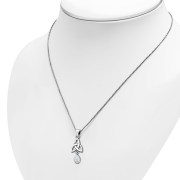 Rainbow Moonstone Celtic Trinity Knot Silver Pendant, p488