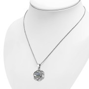 Labradorite Round Celtic Knot Silver Pendant - p490
