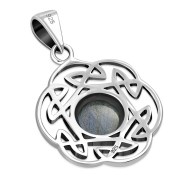 Labradorite Round Celtic Knot Silver Pendant - p490