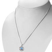 Synthetic Opal Round Celtic Knot Silver Pendant