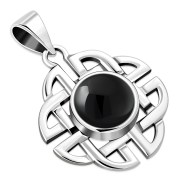 Trinity Knots Black Onyx Silver Pendant, p497