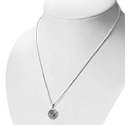 Labradorite Genuine Stone cab Round Celtic Knot Silver Pendant, p498