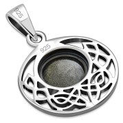 Labradorite Genuine Stone cab Round Celtic Knot Silver Pendant, p498