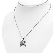 Abalone Ethnic Style Butterfly Silver Pendant