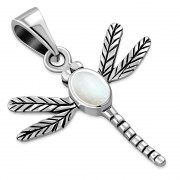 Mother of Pearl Dragonfly Silver Pendant, p505