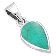 Turquoise Pear Shaped Drop Silver Pendant, p507