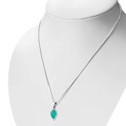 Turquoise Pear Shaped Drop Silver Pendant, p507