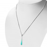 Long Turquoise Drop Sterling Silver Pendant, p509