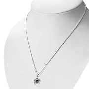 Black Onyx Petal Hearts Silver Pendant, p520