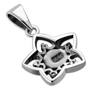Black Onyx Petal Hearts Silver Pendant, p520