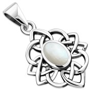 Mother of Pearl Trinity Knot Silver Pendant, p522