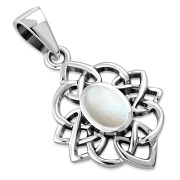 Mother of Pearl Trinity Knot Silver Pendant, p522