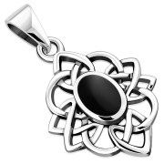 Black Onyx Celtic Knot Silver Pendant, p522