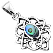 Abalone Shell Celtic Knot Silver Pendant, p522