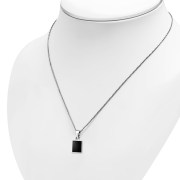 Black Onyx Rectangle Silver Pendant, p523