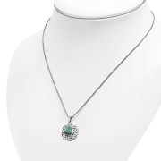 Round Celtic Knot Silver Pendant, set w Abalone