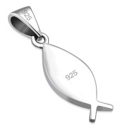 Synthetic Azure Blue Opal Silver Jesus Fish Pendant, p531