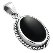 Black Onyx Oval Silver Pendant, p538