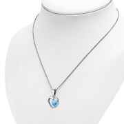 Synthetic Opal Hearts Sterling Silver Pendant