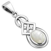 Mother of Pearl Celtic Knot Silver Pendant, p550