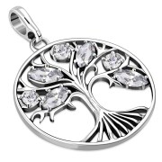 Tree of Life Clear CZ Silver Pendant, p553