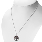 Tree of Life Garnet Stones Silver Pendant, p553