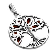 Tree of Life Garnet Stones Silver Pendant, p553
