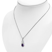 Small Amethyst Genuine Stone Celtic Silver Pendant, p554