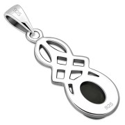 Small Black Onyx Celtic Silver Pendant, p554