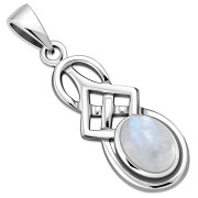 Small Rainbow Moonstone Celtic Silver Pendant, p554