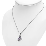 Scottish Thistle Amethyst Stone Silver Pendant, p559