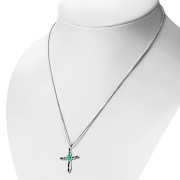 Turquoise Shell Silver Cross Pendant, p561