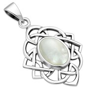 Mother of Pearl Celtic Knot Silver Pendant, p562