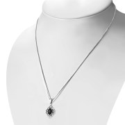 Black Onyx Celtic Knot Silver Pendant, p563
