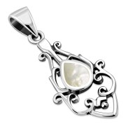 Mother Of Pearl Ethnic Sterling Silver Drop Pendant, p547