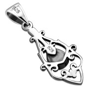 Mother Of Pearl Ethnic Sterling Silver Drop Pendant, p547